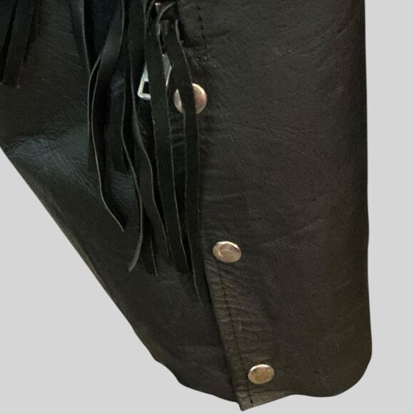 Force Leather Women’s Black Fringe Motorcycle Chaps - Picture 6 of 10